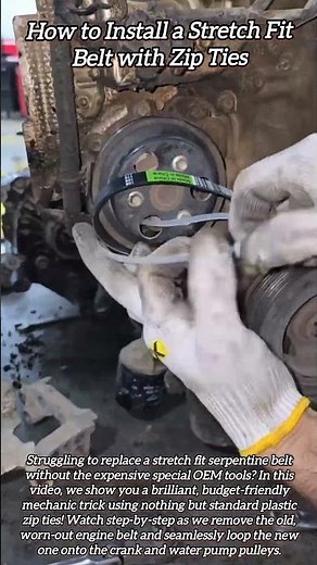 How to Install a Stretch Fit Belt with Zip Ties #shorts #mechanic #tricks
