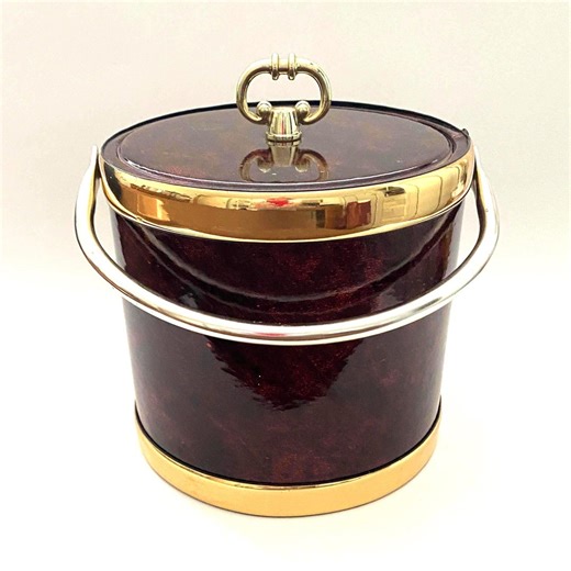 Vintage Kraftware Ice Bucket: Faux Tortoise Shell , Gold Trim, Double Wall Insulated / Handle - Etsy