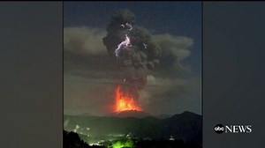 Lightning seen over Japan's so-called James Bond volcano