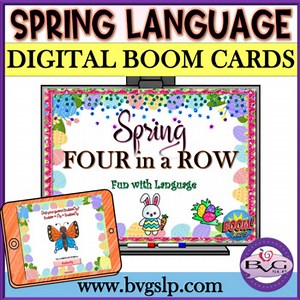 Spring Speech Therapy Activities Language Unit - Four in a Row BOOM CARDS
