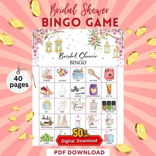 40 Printable Bridal Shower Wedding Party Bingo Games Cards | Party Fun Activity | Bachelorette Party Bingo Pages - Etsy Canada
