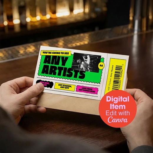 Editable Mock Concert Ticket, Print Yourself Event Template, Custom Gig Ticket Gift, Digital Download, DL Size - Etsy