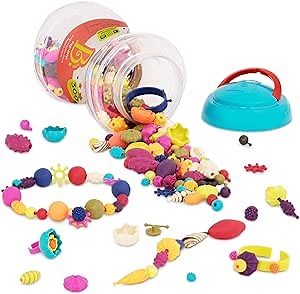 B. toys – Pop Arty! 300 Pieces – Jewlery Making Kit – Creative Pop Snap Bead Set for Kids – DIY Craft Jewelry Making Kit – Necklaces, Rings, Bracelets – 4+ Years