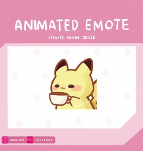 Animated Pikachu Sipping Cup of Tea Emotes | Cute Pikachu | Streaming Emoji | Ready to Use | Cartoon Emotes | None of My Business | Relax - Etsy
