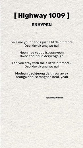 ENHYPEN | HIGHWAY 1009 (lyrics) #ENHYPEN #Highway1009 #ENGENE #kpop #XO