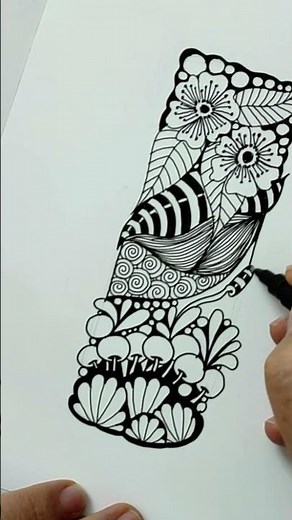 very easy zentangle art | tangle and doodles | #shorts