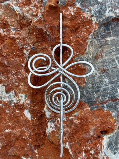 Celtic Spiral Aluminum Sweater Pin, Hammered Metal Wrap Shawl Stick - Etsy