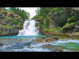 Relaxing Nature Ambience Meditation 💦 5 min Healing SPRING FOREST Sounds by a Beautiful WATERFALL