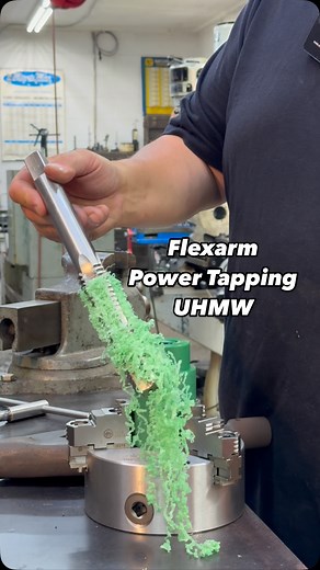 Adam Booth on Instagram: "Power tapping 1-1/4”-5 Acme 🔩in UHMW with the GHM-60 Flexarm 🦾 I’m machining a spindle bushing that will support the long vise spindle threads while turning in the lathe. The Acme tap was purchased from @kbctoolsandmachinery Machine: GHM-60 Flexarm by @flexmachinetoolsone01 #abom79 #manualmachining #machineshop #powertap #flexarm #flexmachinetools #kbctools #kbctoolsandmachinery #acmetap #acmethread"