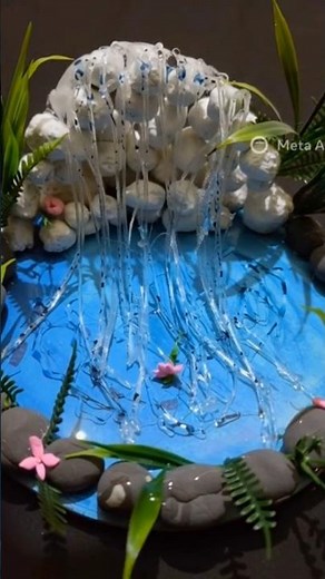 DIY Mini Waterfall Craft at Home 💧 | Easy Nature Craft #diy #shortvideo #shortsfeed #youtubeshorts