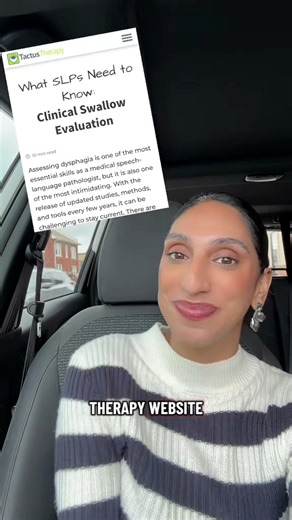 Shezena, medical SLP & Tactus Therapy's software designer, shares insights from the latest blog, "What SLPs Need to Know: Clinical Swallow Evaluation." From chart review and identifying risk factors to patient/care partner interviews (& PROMs), cranial nerve exams, and oral trials, this comprehensive guide helps you feel more confident in your dysphagia assessments. 🧠💧 👉 Read the full blog: https://tactustherapy.com/clinical-swallow-dysphagia-guide/ #SLP #Dysphagia #SwallowAssessment #SpeechT