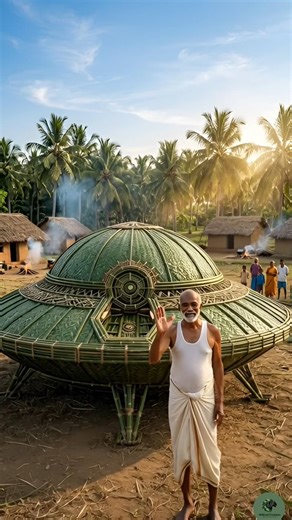 I made a UFO 👽 using bamboo and coconut leaves | #shorts #ai #ufo #craft