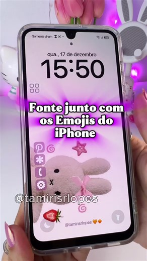 Fonte e emojis do iPhone em celulares básicos #samsung #samsunga16 #a16 #fonte #tech