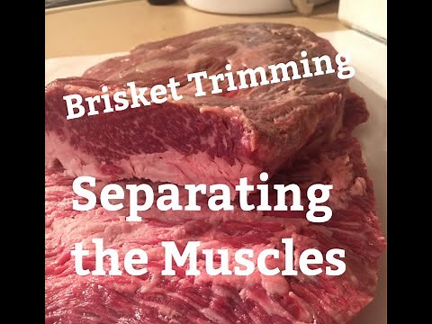 Brisket trimming: Separating the point muscle from the flat muscle