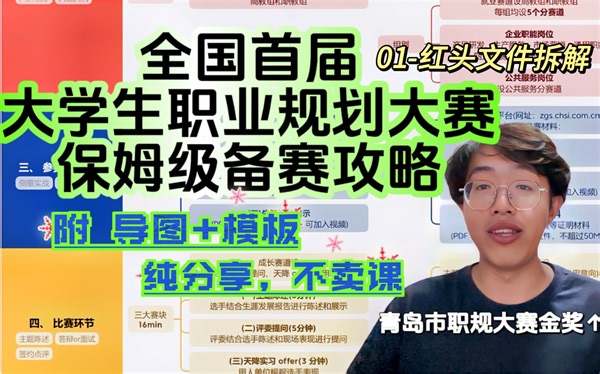 全国首届大学生职业规划大赛 | 金奖选手的保姆级备赛攻略 | 附导图模板