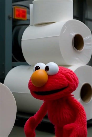 Elmo from Sesame Street runs through the toilet paper factory #diarrhea #aivideo #aimusic #elmo
