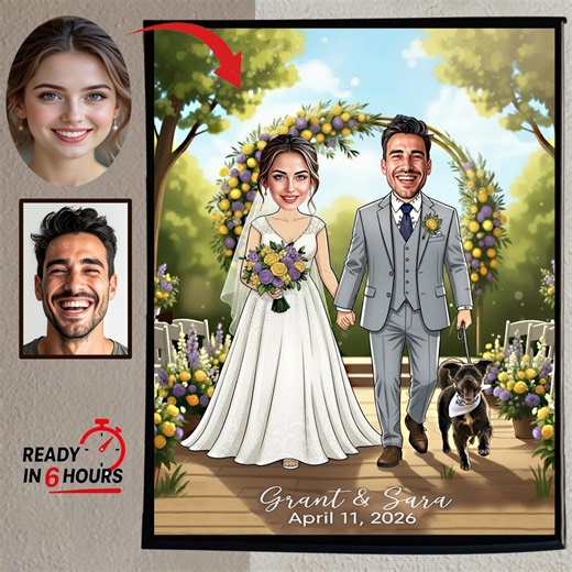 Wedding Caricature Portrait | Custom Bride Groom Cartoon | Personalized Couple Art - Etsy