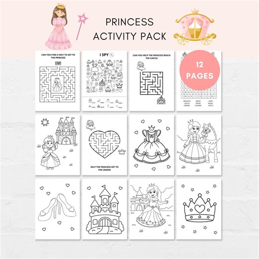 Princess Activity Pack, Princess Coloring Pages, Princess Activity Sheets, Princess Coloring Sheets, Princess Activities Printable - Etsy