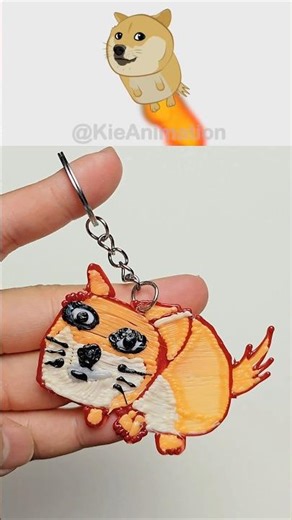 Making a Cute Sprunki OC Doge Keychain with 3D Pen #sprunkioc #3dpenart #diykeychain #creativediy