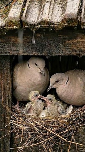 Dove Nest in the Rain | Eggs Hatch Into Baby Birds