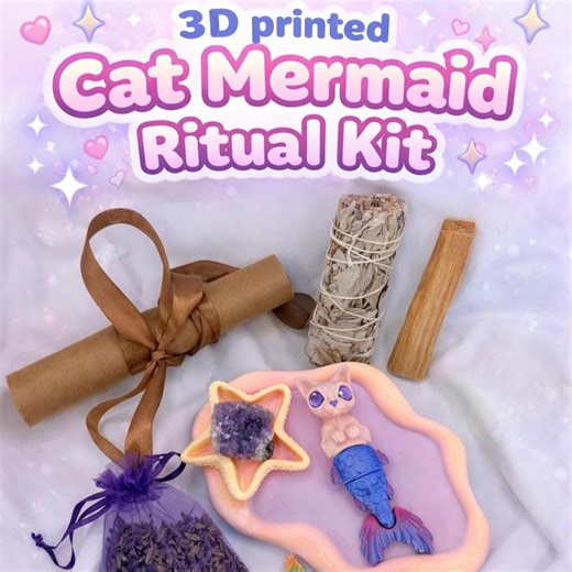 3D Printed Cat Mermaid & Ritual Kit – Crystal, Sage, Palo Santo, Jewellery Tray - Etsy Canada
