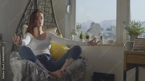 Meditation at home, Healthy morning routine, women's 5 minutes of peace