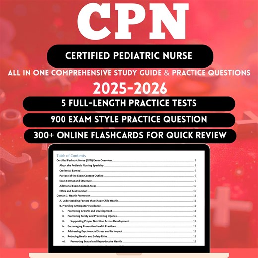 CPN Study Guide 2026 | Certified Pediatric Nurse Study | CPN Exam | CPN Course | Cpn Study Notes | Cpn Flashcards | Cpn Practice Test | Cpn - Etsy