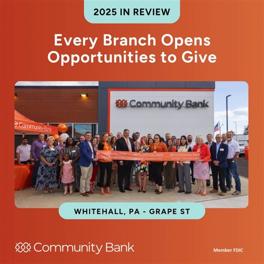 Every new branch means a new chance to give back. In 2025, we supported local organizations in each community where we opened a branch and donated a total of $91,750! Together, we’re building stronger neighborhoods and brighter futures. | Community Bank, N.A.