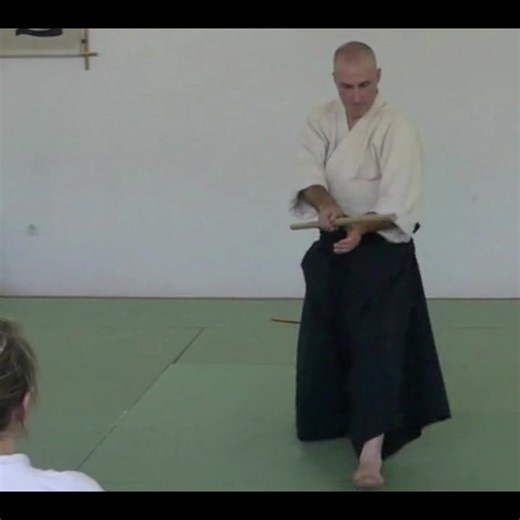“An exercise connected to the body movement shown in the immediately previous clip. The manner of moving from one side of the jo to the other, without making an opening and in order to enter toward the opponent, is shown. The main point is that the movement does not originate in the arms.” #meidomoore #traditionalmartialart #aikido #budo