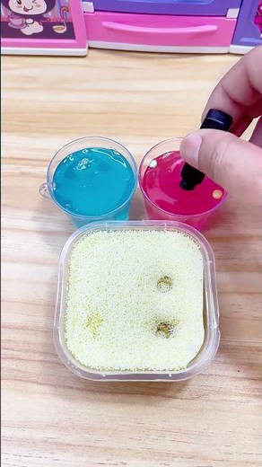 Crunchy White Foam Slime – Neon Blue & Pink Clear Slime Mixing | Relaxing ASMR