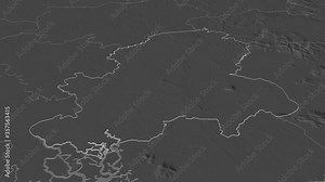 Đồng Nai, province with its capital, zoomed and extruded on the bilevel map of Vietnam in the conformal Stereographic projection. Animation 3D