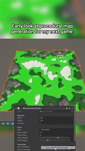 Procedural Map Generation In Unity 🔥🏝 #indiedev #unity #gamedev #games