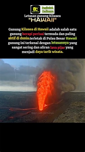 Semburan lava pijar gunung Kilauea Hawaii 🌋 #history #faktaunik #gunungberapi #hawaii #shorts
