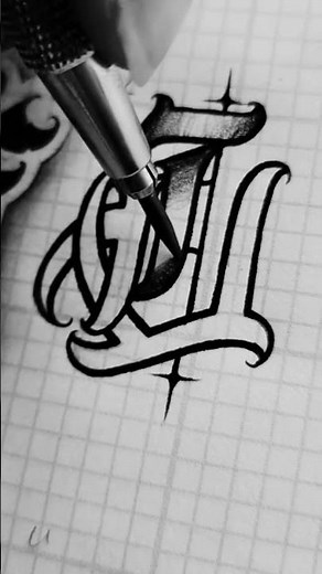 Custom Chicano Old English Script Lettering Drawing "L"