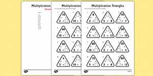 Multiplication Triangles Worksheet 2, 5 and 10 Times Tables