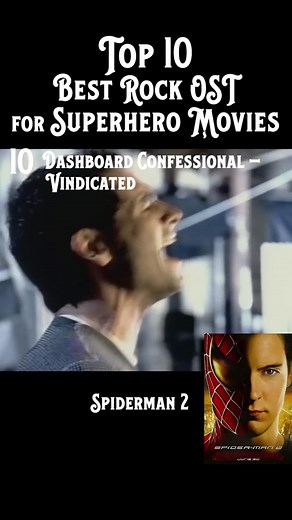 Top 10 Best Rock OST for Superhero Movies #top10 #rocknmovies #rock #movies #dc #marvel #superheroes #soundtrack #spiderman #justiceleague #batman #robin #suicidesquad #theamazingspiderman #daredevil #ironman #theavengers #dashboardconfessional #garyclarkjr #thesmashingpumpkins #21pilots #u2 #tonightalive #evanescence #acdc #soundgarden #nickleback #margotrobbie #tobeymaguire #robertdowneyjr #amylee #jaredleto #wonderwoman #flash #superman #aquaman #thor #captainamerica