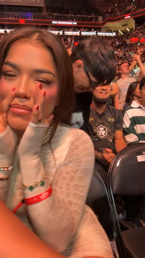 Tracy Cortez and Nina Drama enjoying Bruce Buffer’s introduction at Noche UFC | Nina Drama