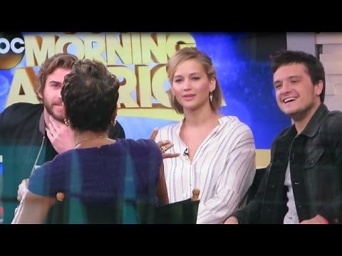 'Hunger Games' REUNION - Jennifer Lawrence & Mockingjay guys Liam Hemsworth Josh Hutcherson on GMA