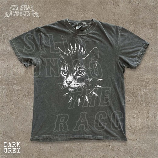 Punk Cat Shirt for Men Women Goth Cat Tee Vintage Rocker T-shirt Grunge Aesthetic Alternative Clothing Gift for Cat Lover - Etsy