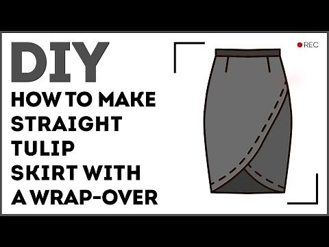 DIY: How to make straight tulip skirt with a wrap over. Making a jersey skirt using basic pattern.