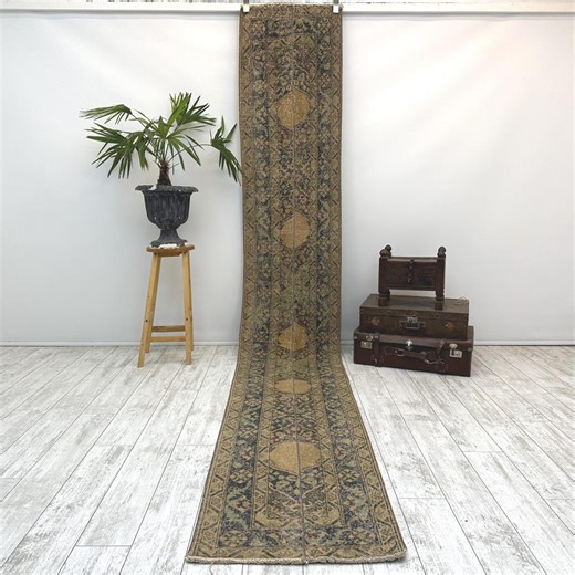 Antique Turkish Oushak Runner | Very Long Handmade Wool Rug | Farmhouse Hallway & Stair Decor | 2x11.8 Ft Vintage Carpet - Etsy