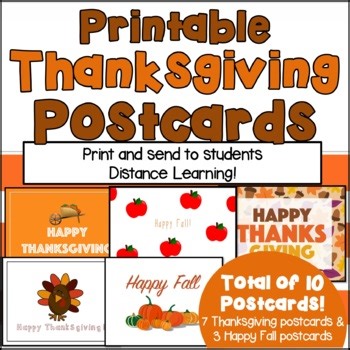 Printable Thanksgiving Postcards for Students and Coworkers