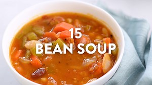 15 Bean Soup is a vegetarian bean soup recipe everyone will love! Vegan, high protein, tasty & easily made in the slow cooker, instant pot or on the stove. This is the best bean soup recipe. So hearty, filling and easy to make! Get the recipe: https://thecleaneatingcouple.com/15-bean-soup/ or click here to pin for later: https://www.pinterest.com/pin/495466396508668355/ | The Clean Eating Couple