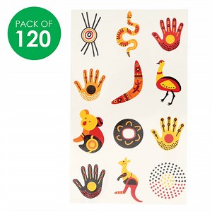 Temporary Tattoos - Bright Indigenous Designs - Pack of 120