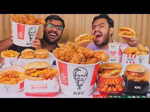 Trying KFC New Secret Sauce with Kfc Chicken, Burgers || Mukbang Asmr