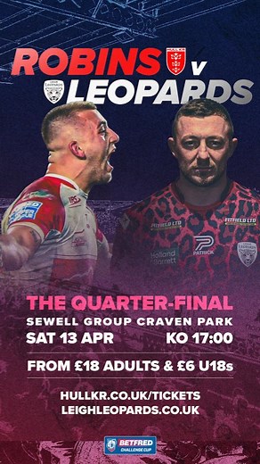 👊 @hullkingstonroversofficial and @leighrlfc are back to fight it out in the Betfred #ChallengeCup 2024! 🤔 Can the Robins get revenge for their last #ChallengeCup tie or will the Leopards take the win? 📺 Tune in at 5PM on Saturday on @bbcsport. | Challenge Cup