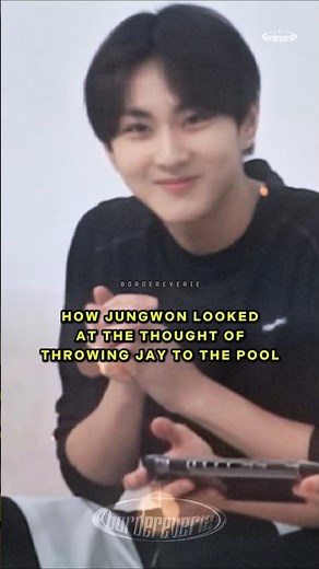 excited vs devastated Jungwon when failed to throw Jay to the pool 🤣 #jaywon #jungwon #jay #제이 #정원
