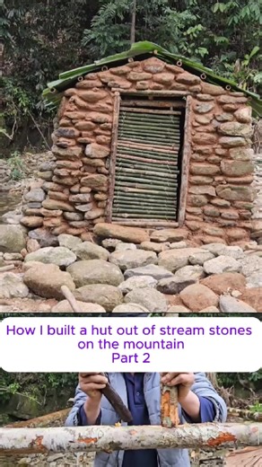 Building a Hut from Stream Stones in the Mountains