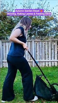 Autumn Garden Reset 🍁 | Push Mowing Grass, Raking Fall Leaves & Feeding Birds | Composting & Robin