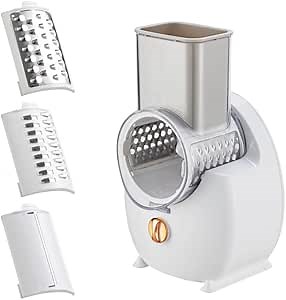 Electric Food Processor - Round Stainless Steel White Vegetable Cutter & Grater